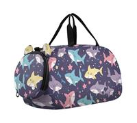 Foiosoh Piccola borsa da palestra con scomparto per scarpe, multifunzionale, ideale per viaggi, scuola, sport, viaggi, colore: viola e foglia di tè
