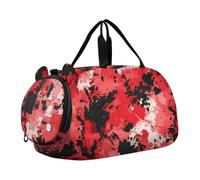 Foiosoh Piccola borsa da palestra mimetica rossa con scomparto per scarpe, leggera, per la notte, per il weekender, borsa da viaggio per ragazzi e ragazze