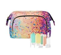 Foiosoh Piccola borsa per cosmetici a forma di mucca della città occidentale impermeabile, grande borsa per il trucco, astratto punto colorato, 1 size, Cartoni