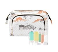 Foiosoh Piccola borsa per cosmetici a forma di mucca della città occidentale impermeabile, grande borsa per il trucco, Boho Cactus e acchiappasogni, 1 size, Cartoni