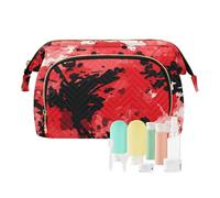 Foiosoh Piccola borsa per cosmetici a forma di mucca della città occidentale impermeabile, grande borsa per il trucco, Rosso Camouflage Camouflage, 1 size, Cartoni