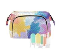 Foiosoh Piccola borsa per cosmetici a forma di mucca della città occidentale impermeabile, grande borsa per il trucco, Motivo colorato., 1 size, Cartoni