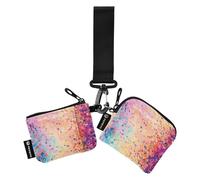 Foiosoh Porta carte da donna con pois colorati astratti porta banconote sottile portatile porta soldi con tasca con cerniera per uomini donne 2 confezioni, astratto punto colorato, 1 size, moderno