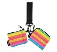 Foiosoh Portafogli da donna a righe colorate, sottili, piatti, con cerniera, portamonete con tasca con cerniera, per lavoro, viaggi, 2 confezioni, Bella striscia colorata, 1 size, moderno