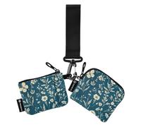 Foiosoh Portafogli da donna con farfalle e fiordaliso primaverile, custodia per carte d'identità alla moda, con portachiavi, per lavoro, viaggi, 2 pezzi, primavera Fiordaliso Farfalle Teal, 1 size