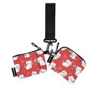 Foiosoh Portafogli doppi da donna Manx Cats Red per il giorno del Ringraziamento custodie per carte di lavoro portafoglio minimalista con portachiavi per uomini e donne 2 pezzi, Giorno del
