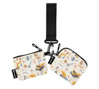 Foiosoh Portamonete da donna beige da donna con porta carte di credito, mini portachiavi alla moda, portamonete con portachiavi, per lavoro, viaggi, 2 pezzi, Scena di costruzione Loader veige, 1 size