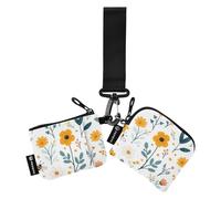 Foiosoh Portamonete da donna con fiori bianchi, dimensioni compatte, organizer per biglietti da visita, con cinturino da polso, per donne e ragazze, confezione da 2, Fiori bellissimi bianchi, 1 size