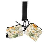 Foiosoh Portamonete da donna con fiori calendula giacinti beige porta carte carino alla moda portafoglio portamonete con portachiavi per uomini donne 2 pezzi, Florals Giacinti calendula beige, 1 size