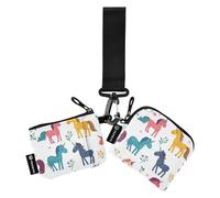 Foiosoh Portamonete da donna con unicorni divertenti magici, porta carte d'identità, con portachiavi, per donne e uomini, 2 pezzi, Magia, divertente, unicorni, bianco, 1 size, moderno