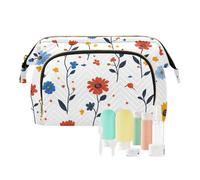 Foiosoh Primavera Fiori Iris Bianco Cosmetic Bag Zipper Bagno Storage Bag Donna Portamonete per Trucco, Uccelli girasole bianchi, 1 size, Cartoni