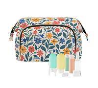 Foiosoh Primavera Fiori Iris Bianco Cosmetic Bag Zipper Bagno Storage Bag Donna Portamonete per Trucco, Girasole arancione e giallo, 1 size, Cartoni