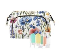 Foiosoh Primavera Fiori Iris Bianco Cosmetic Bag Zipper Bagno Storage Bag Donna Portamonete per Trucco, bellezza Lavanda bianca, 1 size, Cartoni