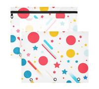 Foiosoh Raccoglitore per matite con cerniere lisce, cartella di plastica per documenti A4, 2 confezioni da 2 per insegnanti, casa, stella e cerchio rotondo