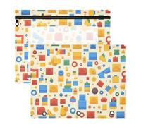 Foiosoh Raccoglitore portamatite astuccio portatile per lettere di carta A4 confezione da 2 pezzi studenti forniture per aule blocchi da costruzione motivo cartone animato