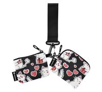 Foiosoh Ragdoll Cats and Heart Black - Portafoglio da donna con portamonete, sottile, portatile, con cinturino da polso, per donne e uomini, confezione da 2, Ragdoll gatti e cuore Nero, 1 size