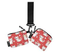 Foiosoh Romantic Cats Red Donna Doppio Portafoglio Busniess Custodie per Carte Sottile Portatile Porta Carte di Credito Portafoglio con Portachiavi per Uomini Donne 2 Pz, Gatti romantici Rosso, 1 size
