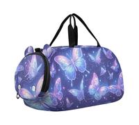 Foiosoh Sacca da palestra per bambini, con scomparto per scarpe, multifunzione, per sport, viaggi, nuoto, danza, balletto, Blu Farfalla Brill, 1 size, Moderno/adattabile