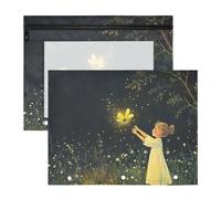 Foiosoh Sacchetti per raccoglitori adorabile portapenne per lettere formato A4, confezione da 2 pezzi, per insegnanti, ufficio, lucciole e notte d'estate