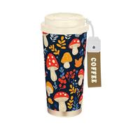 Foiosoh Safari Foglia Fungo Blu Navy Bicchieri Da Caffè Per Le Donne Con Coperchi Coffee To Go Tazza Da Caffè In Acciaio Inox Tazza Da Caffè Per Caldo E Freddo 50 Once A Prova Di Perdita