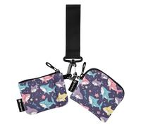 Foiosoh Sea Fish and Star - Portafoglio porta carte di credito da donna, sottile, portatile, con tasca portamonete con cerniera, per donne e ragazze, confezione da 2, Pesce di mare e stella viola, 1