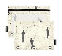 Foiosoh Set di 2 custodie per capesante con perline colorate per raccoglitori a 3 anelli, grande e trasparente per riporre gli oggetti scolastici, Beige (Golf and Dot Beige), 1 size,