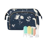 Foiosoh Simpatici dinosauri divertenti borse per il trucco con motivo divertente borsa da viaggio per trucco da donna portamonete portafoglio per grandi cosmetici, Dinosauri divertenti blu scuro, 1