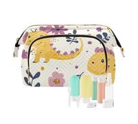 Foiosoh Simpatici dinosauri divertenti borse per il trucco con motivo divertente borsa da viaggio per trucco da donna portamonete portafoglio per grandi cosmetici, Carino Dino beige e viola, 1 size,
