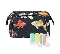 Foiosoh Singapore borsa da viaggio bianca gatto borse per il trucco essenziali per donne portamonete per carte chiavi organizzatori, carino pesce piccolo neutro, taglia 1, cartone animato, Dolce pesce