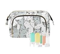 Foiosoh Sweet Cats Bianco e Marrone Cosmetic Bag Zipper Borse Da Viaggio Per Le Donne Gioielli per Toiletry Viaggio, Divertente Devon Rexcats bianco, 1 size, Cartoni