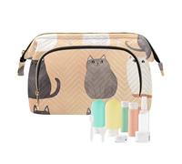 Foiosoh Sweet Cats Bianco e Marrone Cosmetic Bag Zipper Borse Da Viaggio Per Le Donne Gioielli per Toiletry Viaggio, Sweet Little Cats Oro Rosa, 1 size, Cartoni