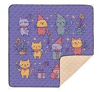 Foiosoh Tappetino da gioco per bambini con gatti birmani in stile cartone animato, morbido, imbottito, lavabile, per bambini, 127 x 127 cm, colore: viola