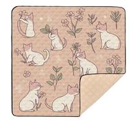 Foiosoh Tappetino pieghevole per bambini e bambini, con gatti marroni e bianchi, tappetino impermeabile per la pancia e gattonare, 127 x 127 cm