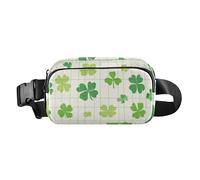 Foiosoh trifoglio e scozzese verde chiaro alla moda borsa a tracolla marsupio per donna uomo mini marsupio cintura regolabile per lo shopping sport lavoro, trifoglio e controllo verde chiaro, 1 taglia