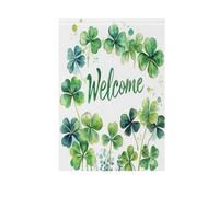 Foiosoh Trifoglio verde e bianco bandiera da giardino 30,5 x 45,7 cm, robusta bandiera da giardino di benvenuto per esterni, cortile, casa, piccole vacanze stagionali, prato, patio, bandiere