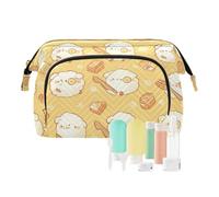 Foiosoh Trousse per cosmetici, colore tartaruga, color foglia di tè e beige, borsa per cosmetici essenziali, da donna, borsa per il cambio di cosmetici grandi, Bella Mostro giallo, 1 size, Cartoni