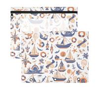 Foiosoh Trousse per cosmetici, robuste cartelle tascabili per lettere formato A4, confezione da 2 pezzi, per insegnanti, casa, barca blu, fondo bianco