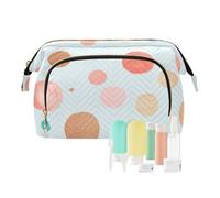 Foiosoh Unicorni e nuvole borsa per cosmetici blu borsa organizer impermeabile borsa per piccoli articoli da toeletta da viaggio, pois arancione e marrone, taglia 1, cartone animato, Punto arancione e