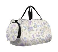 Foiosoh Village Style Froal Purple Piccola borsa da palestra con scomparto per scarpe multifunzionale per bambini borsa da notte per viaggi, sport, fitness e allenamento, Stile villaggio, viola, 1