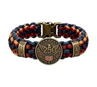 Fokayo Bracciale Patriottico in Paracord per il 250° Anniversario (1776-2026) - Bracciale Regolabile con Aquila, Torcia e Liberty Bell - Unisex (1pc)