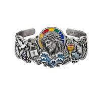 Fokayo Bracciale rigido artigianale con immagine di Gesù e simboli sacri, unisex, bracciale religioso con Gesù e croce, bracciale della fede con simboli sacri per uomini e donne credenti (1Pcs)