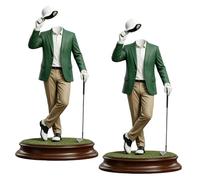 Fokayo Statuetta da golfista - Un elegante omaggio all'amore per il golf, moderna statua in resina con testa invisibile, classica giacca verde, decorazione per la casa, l'ufficio o la libreria (2Pcs)