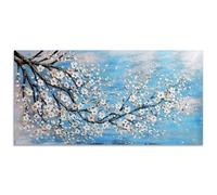 Fokenzary Dipinto a mano con fiori di prugno su tela, astratti, moderni, opere d'arte da parete per soggiorno, camera da letto, ufficio, decorazioni