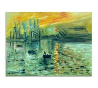 Fokenzary Dipinto a mano Copia dell'alba di Claude Monet famosa opera d'arte moderna Impressioni su tela Decorazione per la casa Adatto per soggiorno camera da letto Decorazione da parete incorniciata