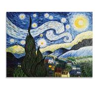 Fokenzary Pittura a olio su tela realizzata a mano riproduzione del classico cielo stellato di Vincent Van Gogh già incorniciata pronta da appendere al muro Tela 60x80cm