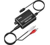 Fokky Convertitore DA, 192 kHz DAC convertitore digitale analogico, 1 m di cavo RCA per canale sinistro e destro + cavo in fibra ottica digitale a analogico per console di gioco HDTV DVD Blu-ray Sky