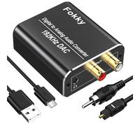 Fokky Convertitore DA 192 kHz DAC convertitore digitale analogico, SPDIF coassiale Toslink ad analogico, stereo RCA L/R 3,5 mm, adattatore audio con cavo ottico + cavo coassiale, Optical to Aux per TV