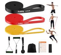 Fokky Elastici Fitness, 3 Elastico, di Fitness Elastiche Bande, Fascia Elastica di Resistenza Con Ancore di Porta, Elastici Uomo Donna per Stretching Pilates, Yoga, Squats