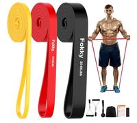 Fokky Elastici Fitness,5 Fasce di Resistenza Elastiche Fitness Set,5 Livelli di Resistenza Con Ancoraggio,Maniglie,Cinturino Alla Caviglia,Ideale per Yoga,Pilates,Costruzione Muscolare (3Colors)