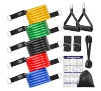 Fokky Elastici Fitness,5 Livelli di Bande Elastico Palestra Elastiche Fitness Set Fasce di Resistenza Con Maniglie,Cinturino Alla Caviglia,Ideale per Yoga,Pilates,Costruzione Muscolare